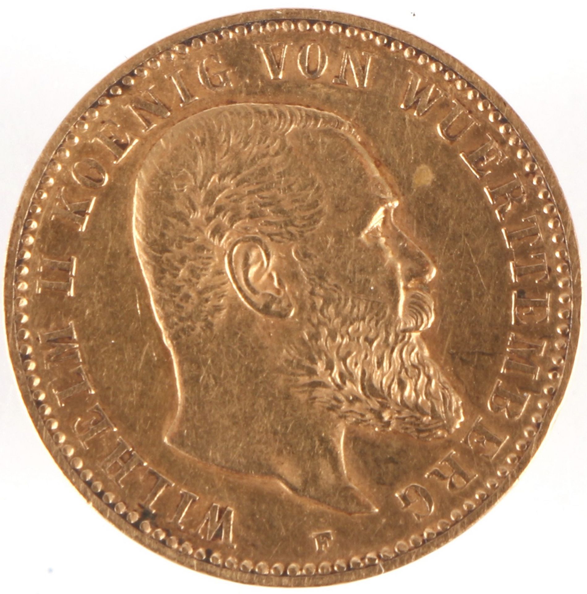 10 Mark Goldmünze 1893 F Wilhelm II Wuerttemberg, gold coin,