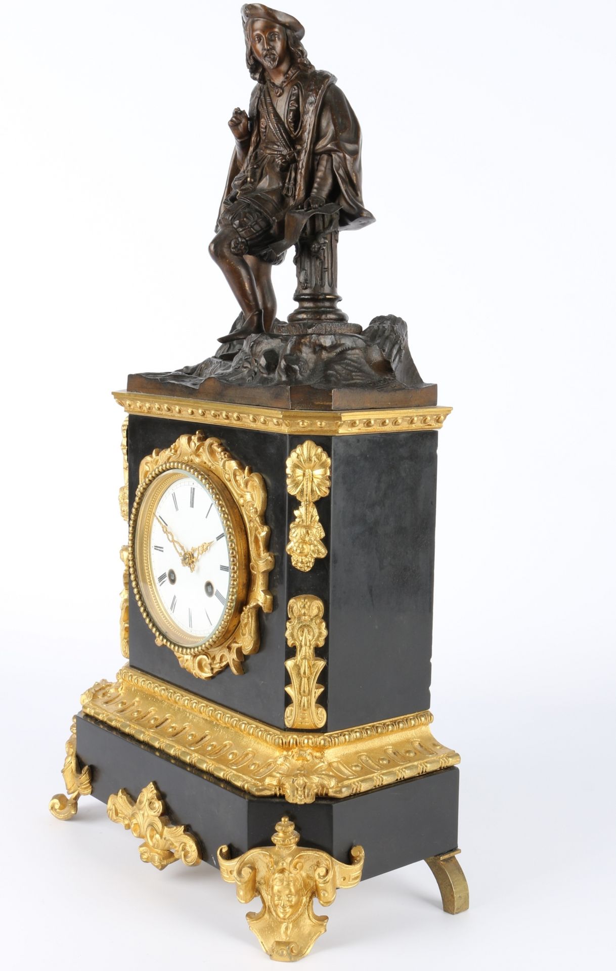 Figuren-Pendule / Kaminuhr Frankreich 19. Jahrhundert, french mantel clock 19th century, - Image 3 of 5