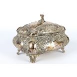 800 Silber große Deckeldose Adam Manns & Sohn, art nouveau silver box,