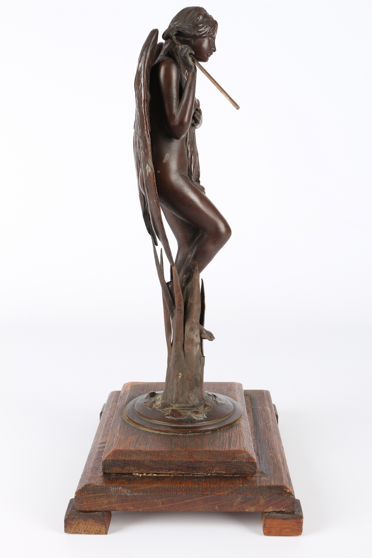 Bronze Engel mit Fanfare um 1900, bronce angel with trumpet around 1900, - Image 4 of 5