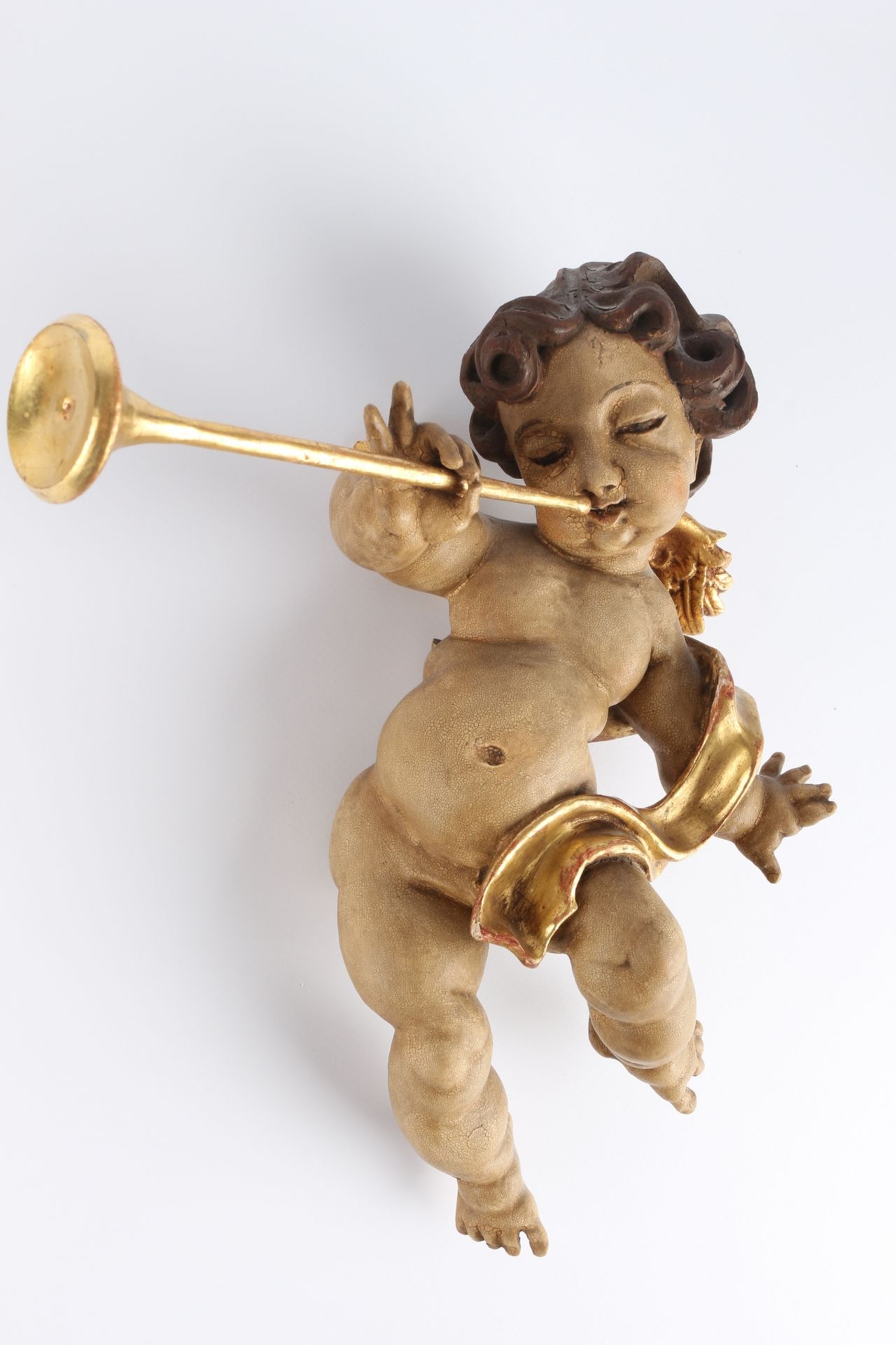 Paar Posaunen - Putten, pair of trombones putti, - Image 3 of 4