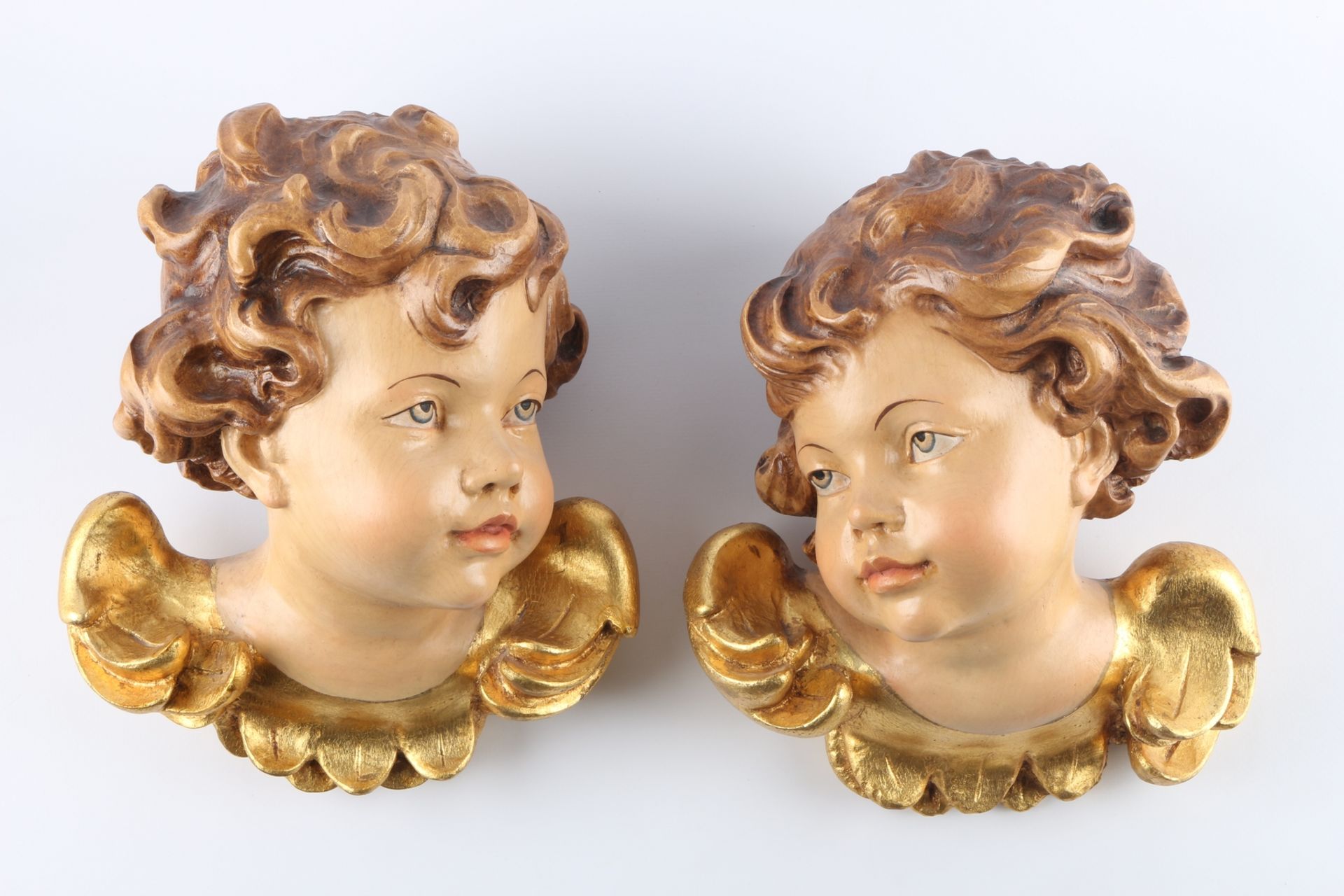 4 große Holz Cherub - Köpfe / Putten, 4 large wooden cherubs, - Image 3 of 4