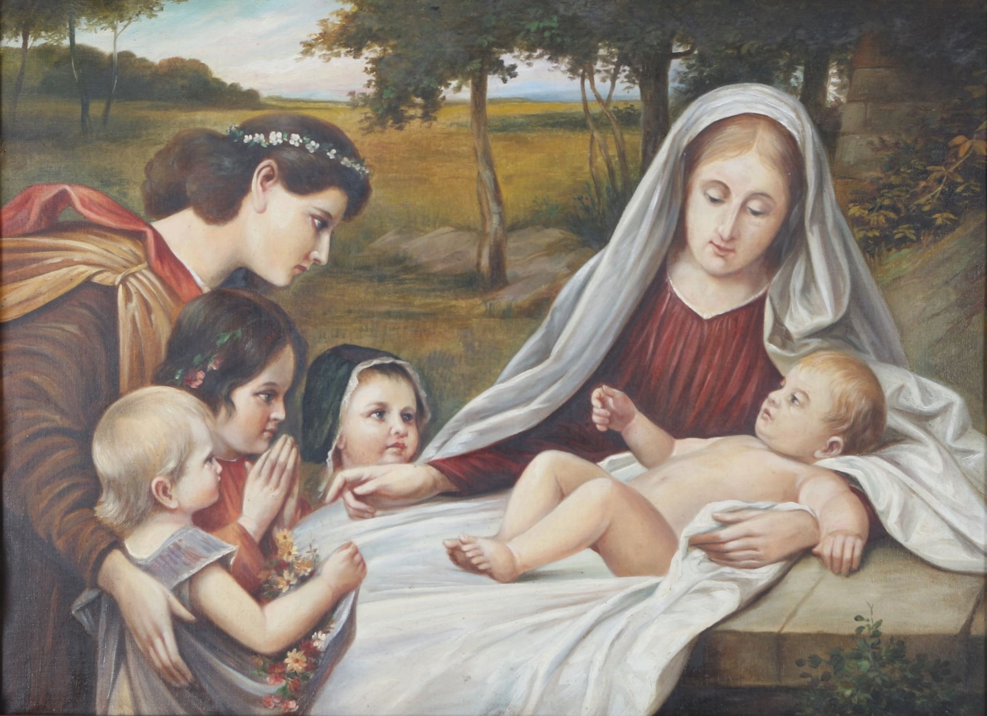 Unbekannter Maler um 1900, Heilige Familie, unknown painter around 1900, holy family, - Image 2 of 4