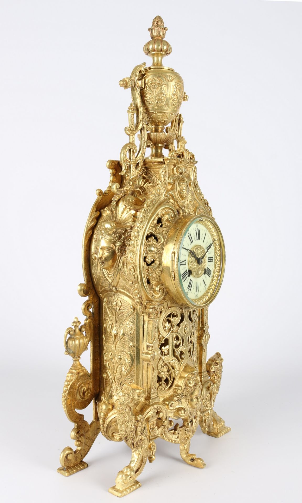 Große Bronze Kaminuhr, Frankreich um 1900, bronze french mantel clock ca. 1900, - Image 4 of 6