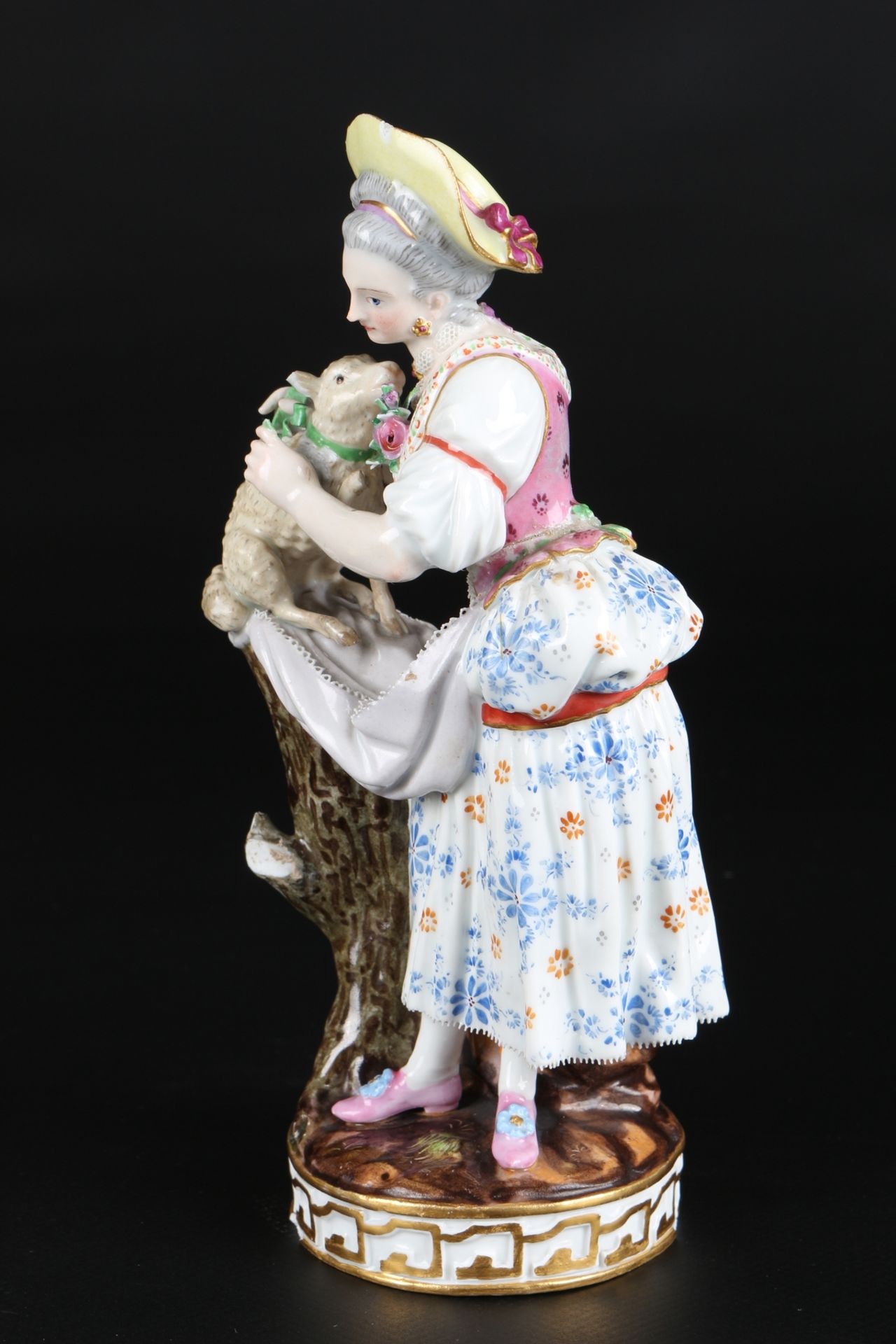 Meissen Mädchen mit Lamm, girl with lamp, - Image 2 of 6