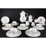 Meissen Kaffeeservice für 8 Personen Blumenmalerei, coffee service,