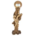 Große Jugendstil Figurenlampe, signiert, large art nouveau figural lamp, signed,