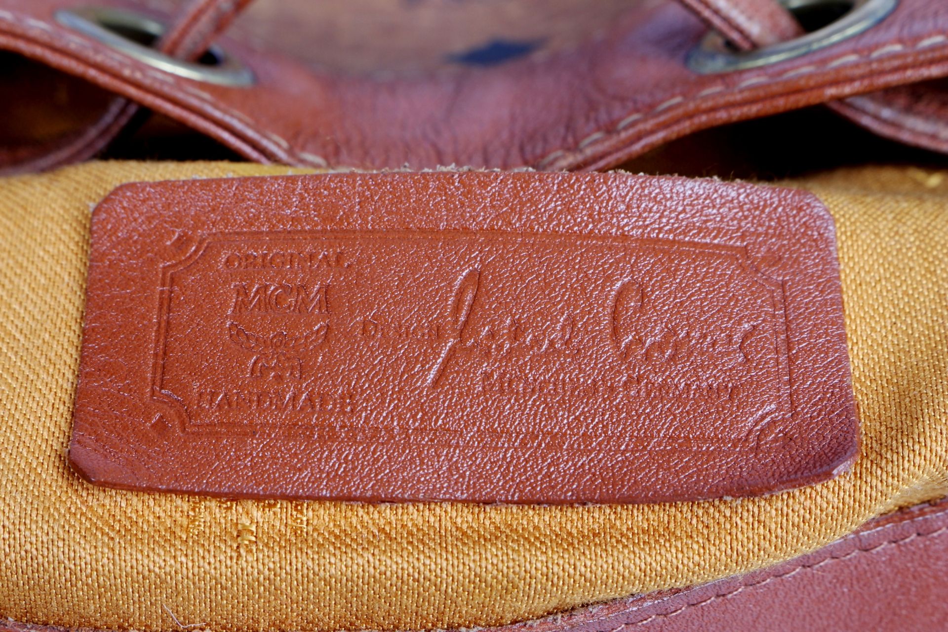 MCM Heritage Line Drawstring Beuteltasche, leather bag, - Image 7 of 8