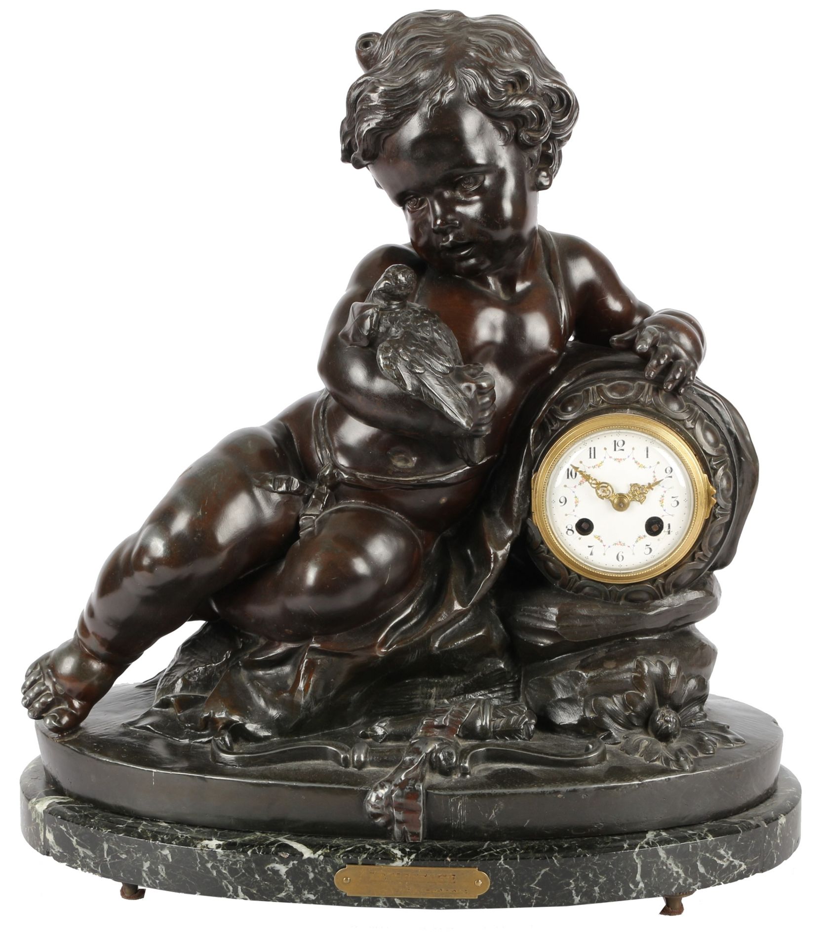 Große Putto Kaminuhr, Frankreich 19. Jahrhundert, french putti mantel clock 19th century,