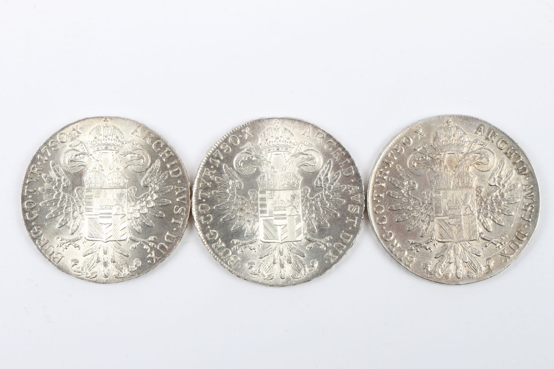 3 Maria Theresien Taler Silbermünze 1780 Österreich, silver coins, - Bild 2 aus 2