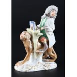 Meissen Klavierspieler aus der Affenkapelle, piano player monkey chapel,