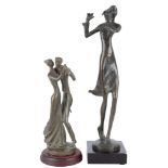 2 Bronzen tanzendes Paar, Bernard Kim (*1942), two bronze sculpture,