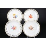 KPM Berlin 4 Durchbruch - Teller florales Dekor, cutwork plates,