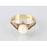 585 Gold Solitär Ringe mit Perle, 14K gold pearl ring,