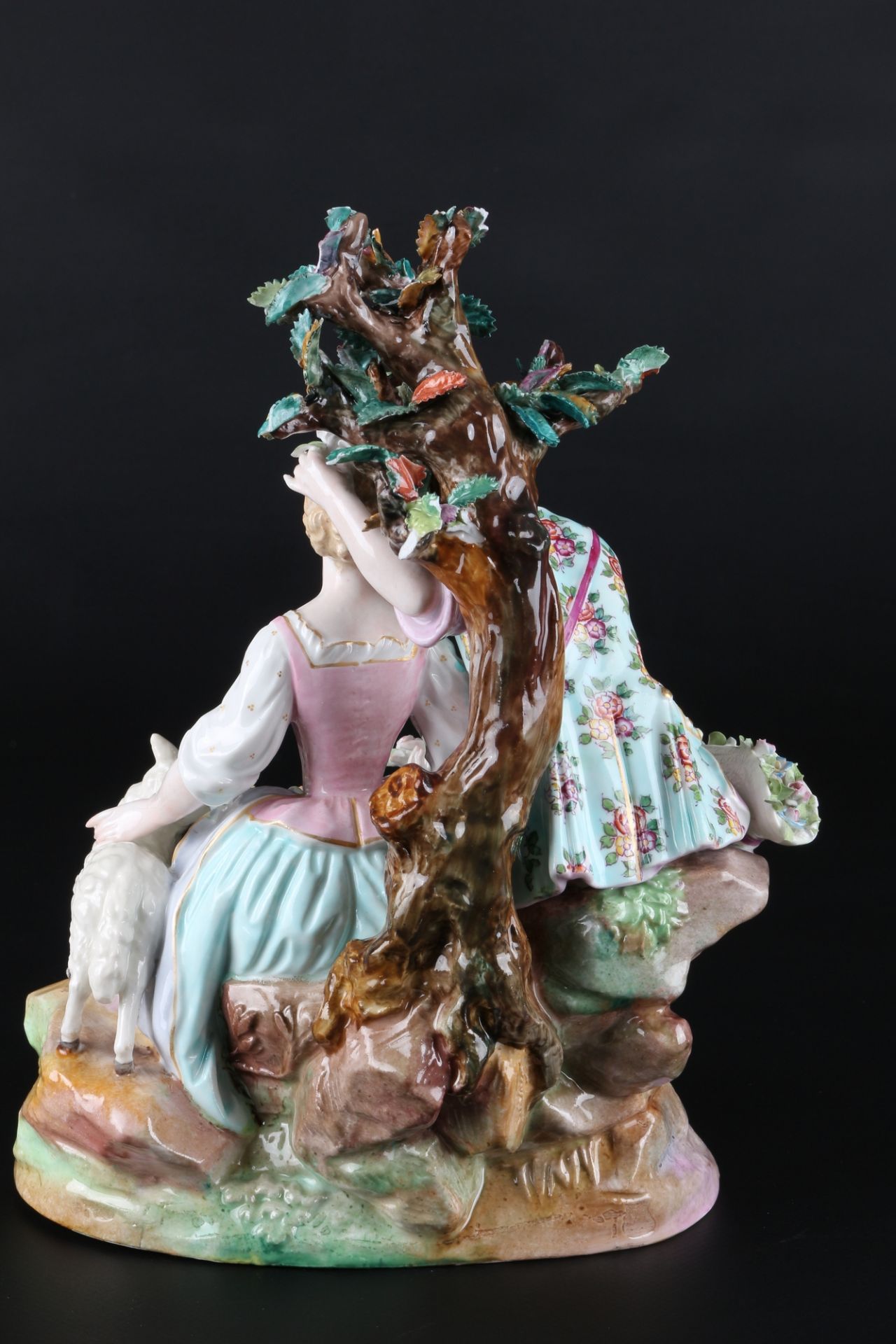 Meissen 18. Jahrhundert großes Schäferpaar, loving couple 18th century, - Image 3 of 8