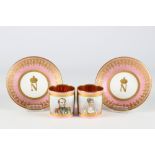 Sevres 19. Jahrhundert, 2 Portraittassen Napoleon und Josephine two french cups Napoleon & Josephine