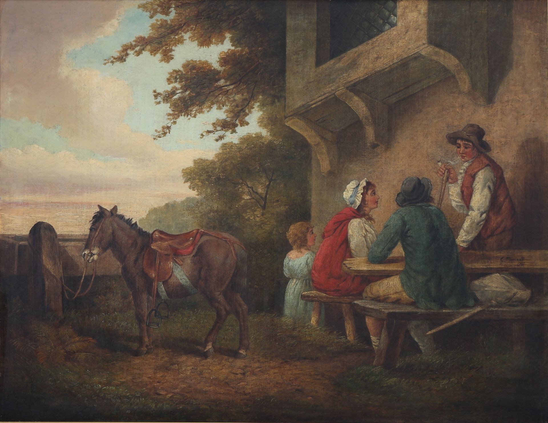 George Morland (1763-1804) Reisende bei der Rast 1795, peasant travellers resting,