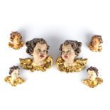 Konvolut von 6 Holz Cherub - Engel im Barockstil, lot of 6 wooden cherubs - angels,