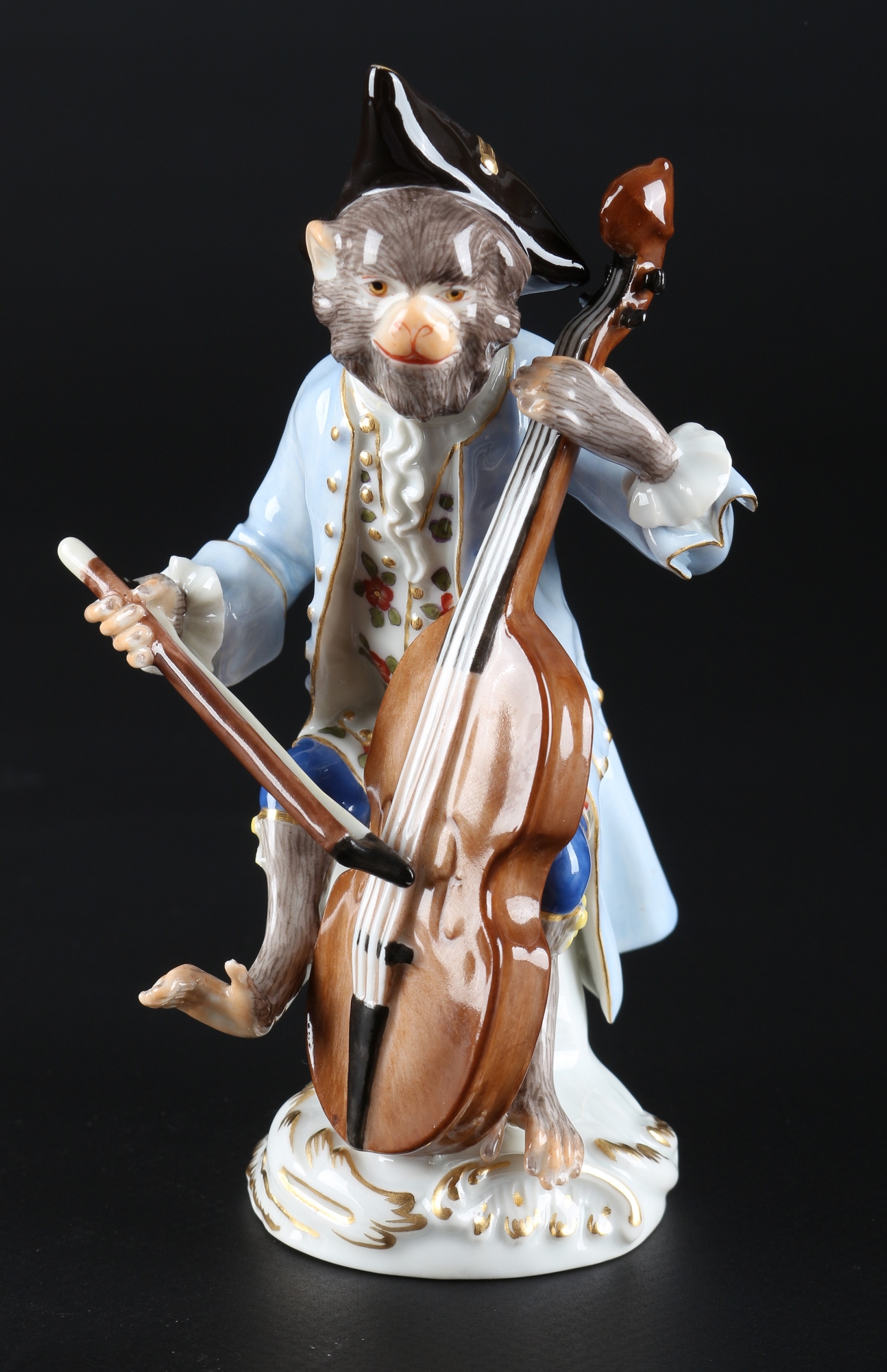 Meissen Bassgeiger aus der Affenkapelle, bass violinist monkey chapel,