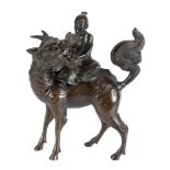 China Bronze Räuchergefäß Shoulao auf Qilin, Qing Dynastie, chinese figural bronze censer,