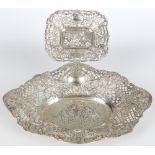 800 Silber 2 Prunkschalen mit Putten, silver cutwork cherub bowls,