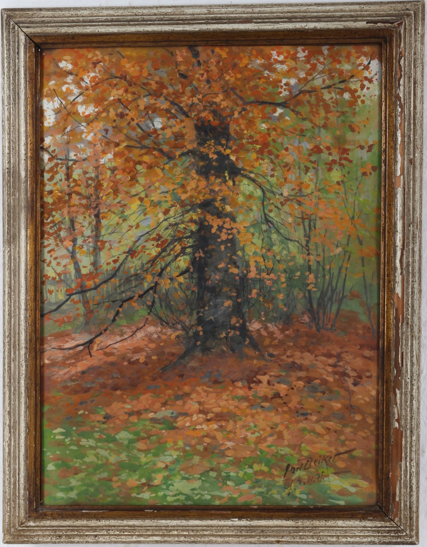 Carl Deiker (1879-1958) Baum in Herbstlandschaft, tree in autumn landscape, - Image 2 of 4