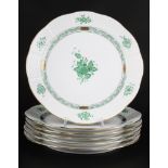 Herend Apponyi Vert 6 Speiseteller, dinner plates,