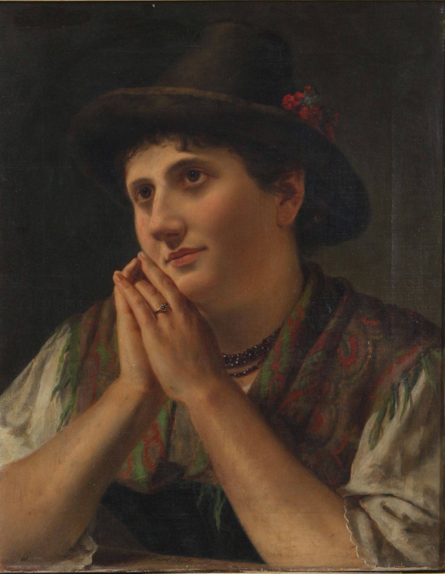 Carl Hetz (1828-1899) Frau in Volkstracht,