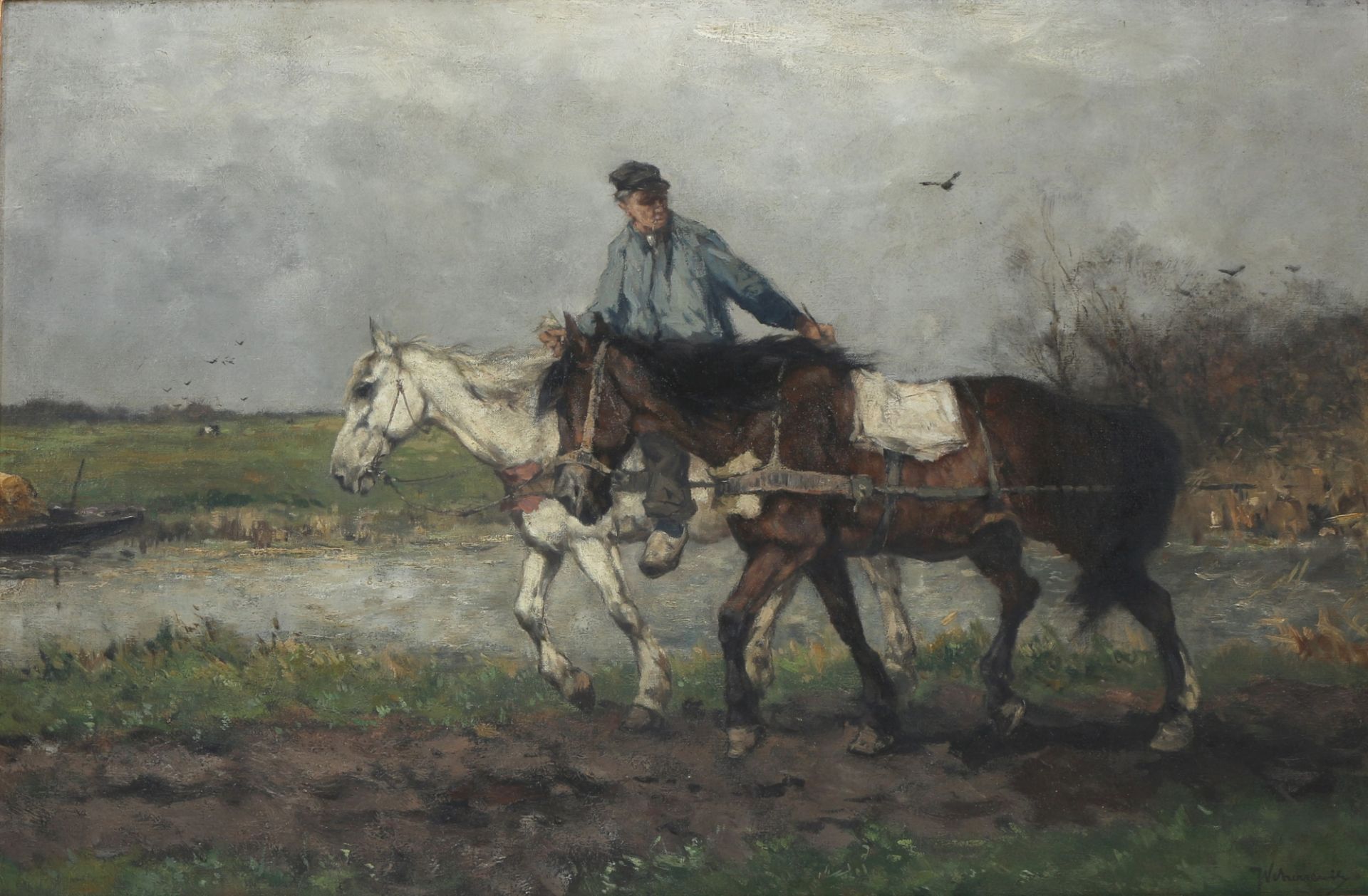Johan Frederik Cornelius Scherrewitz (1868-1951) heimkehrender Farmer, peasant retouring home,