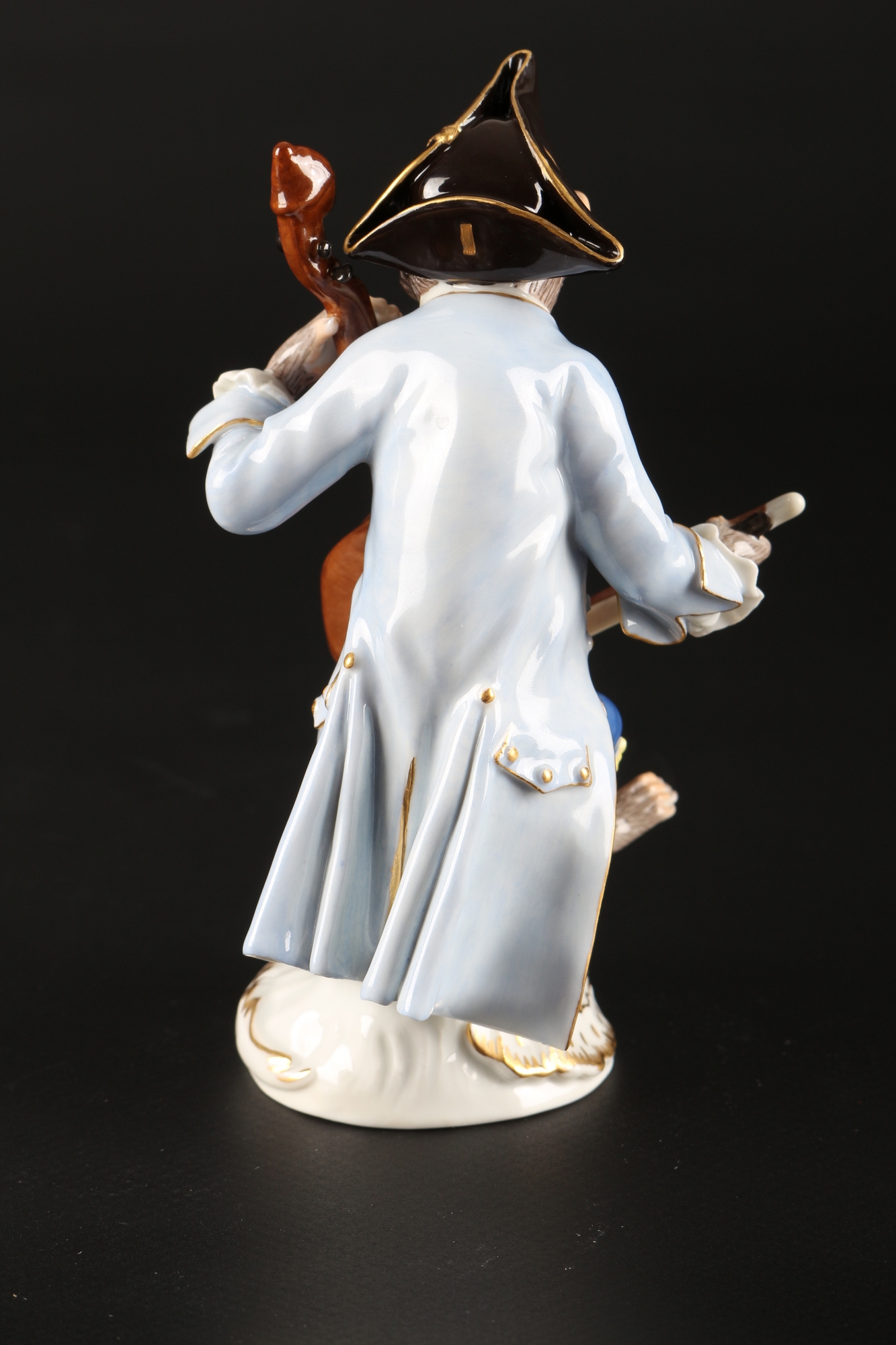 Meissen Bassgeiger aus der Affenkapelle, bass violinist monkey chapel, - Image 3 of 5