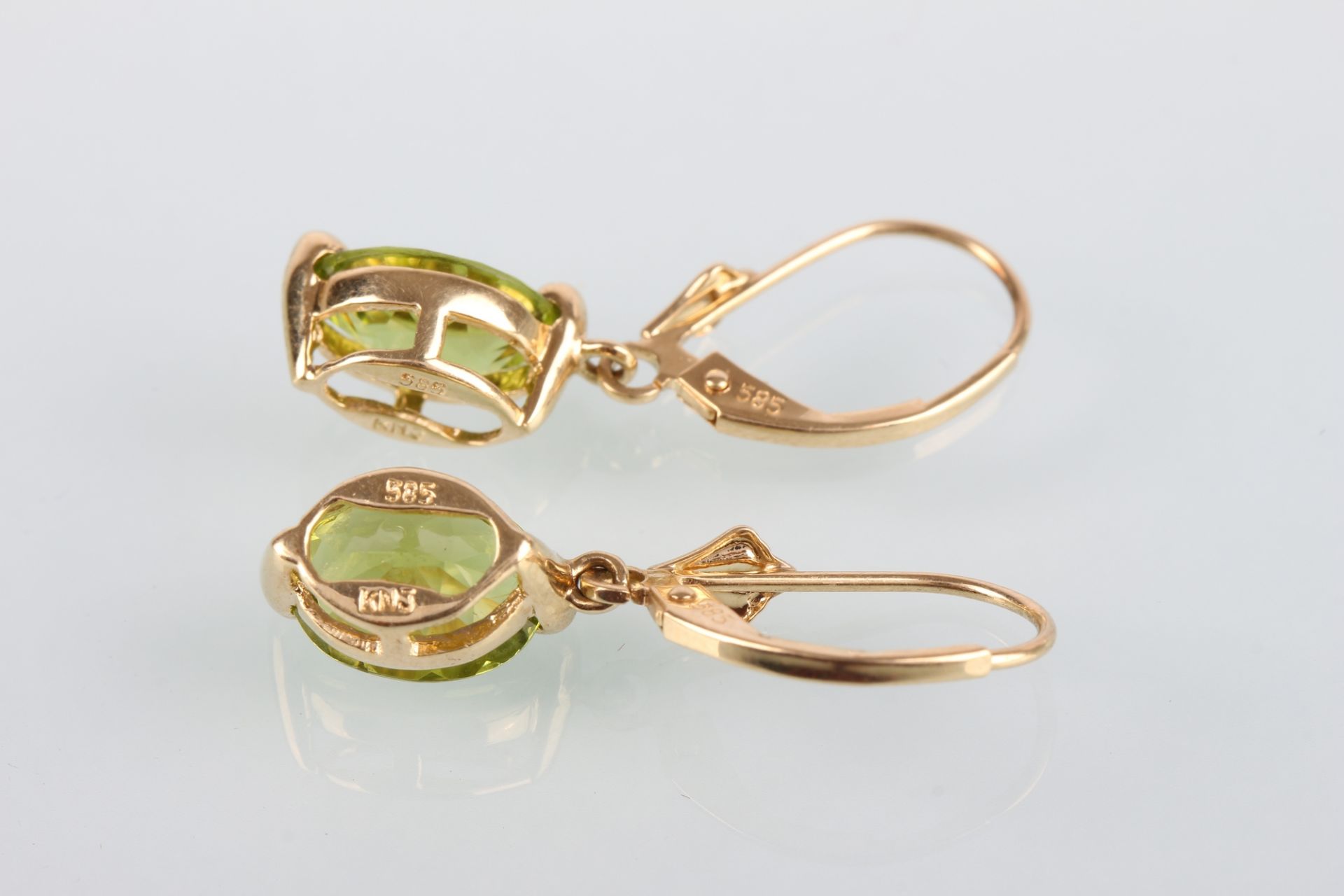 585 Gold Ohrringe mit Peidot, 14K gold earrings, - Image 4 of 4