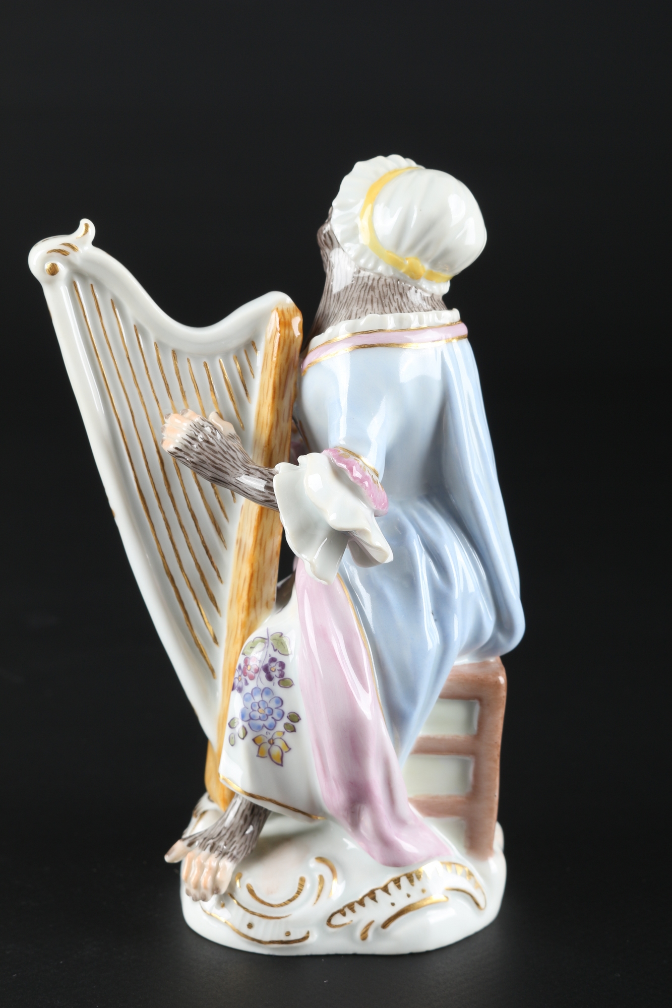 Meissen Harfenistin aus der Affenkapelle, harpist monkey chapel, - Image 3 of 5