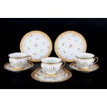 Meissen X-Form Streublümchen 3 Kaffeegedecke, coffee cups,