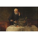 Hans August Lassen (1857-1938) Ein Schluck von Bowle, taking a sip,
