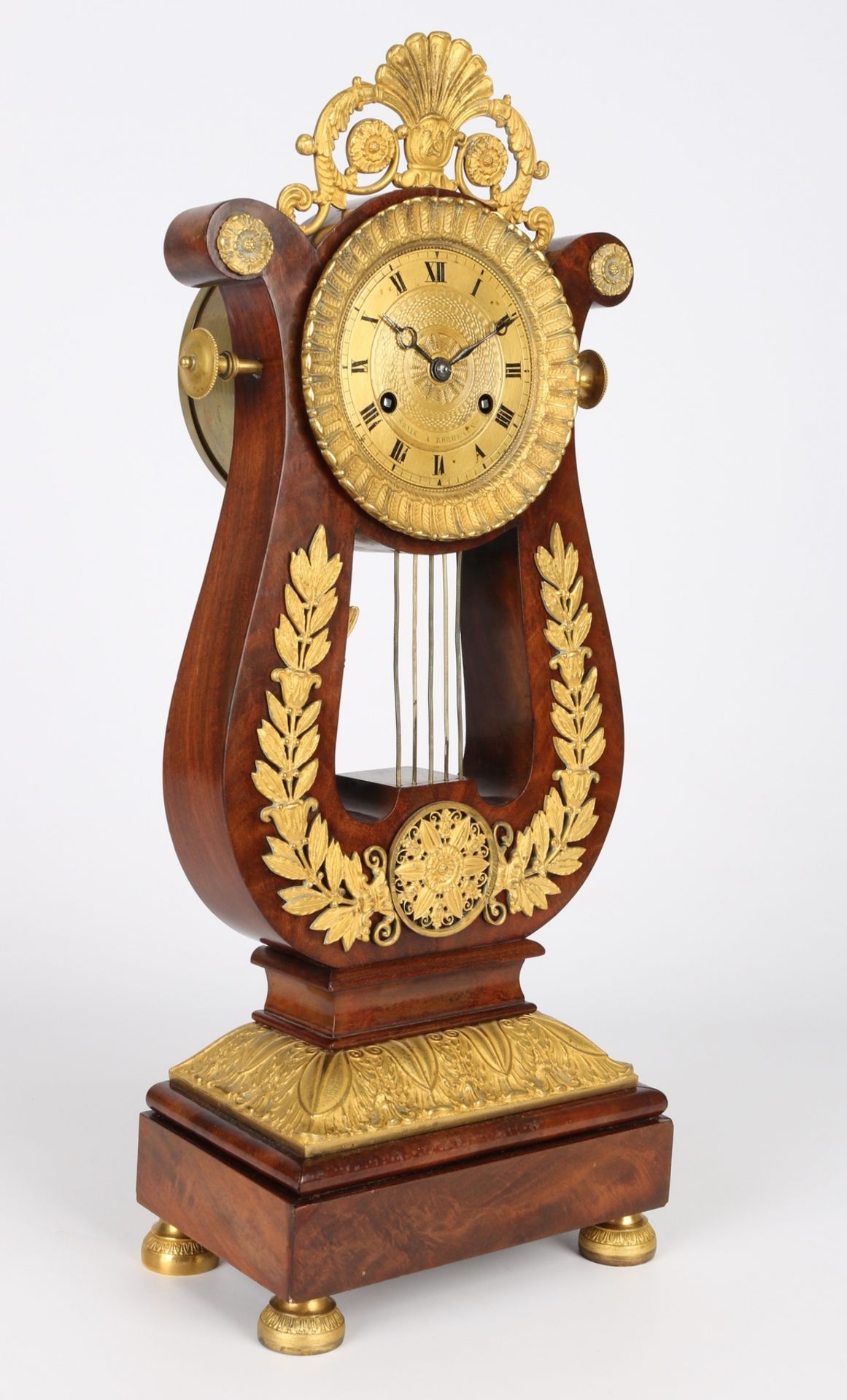 Lyra-Pendule / Kaminuhr, Frankreich um 1820, french lyra mantel clock ca.1820, - Bild 2 aus 4