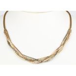 585 Gold Tricolor Collier, 14K gold necklace,