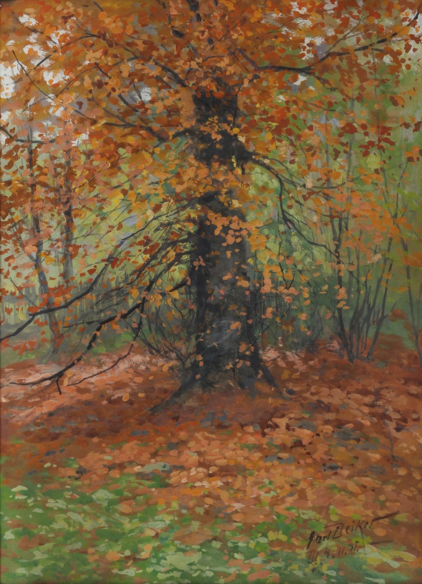 Carl Deiker (1879-1958) Baum in Herbstlandschaft, tree in autumn landscape,