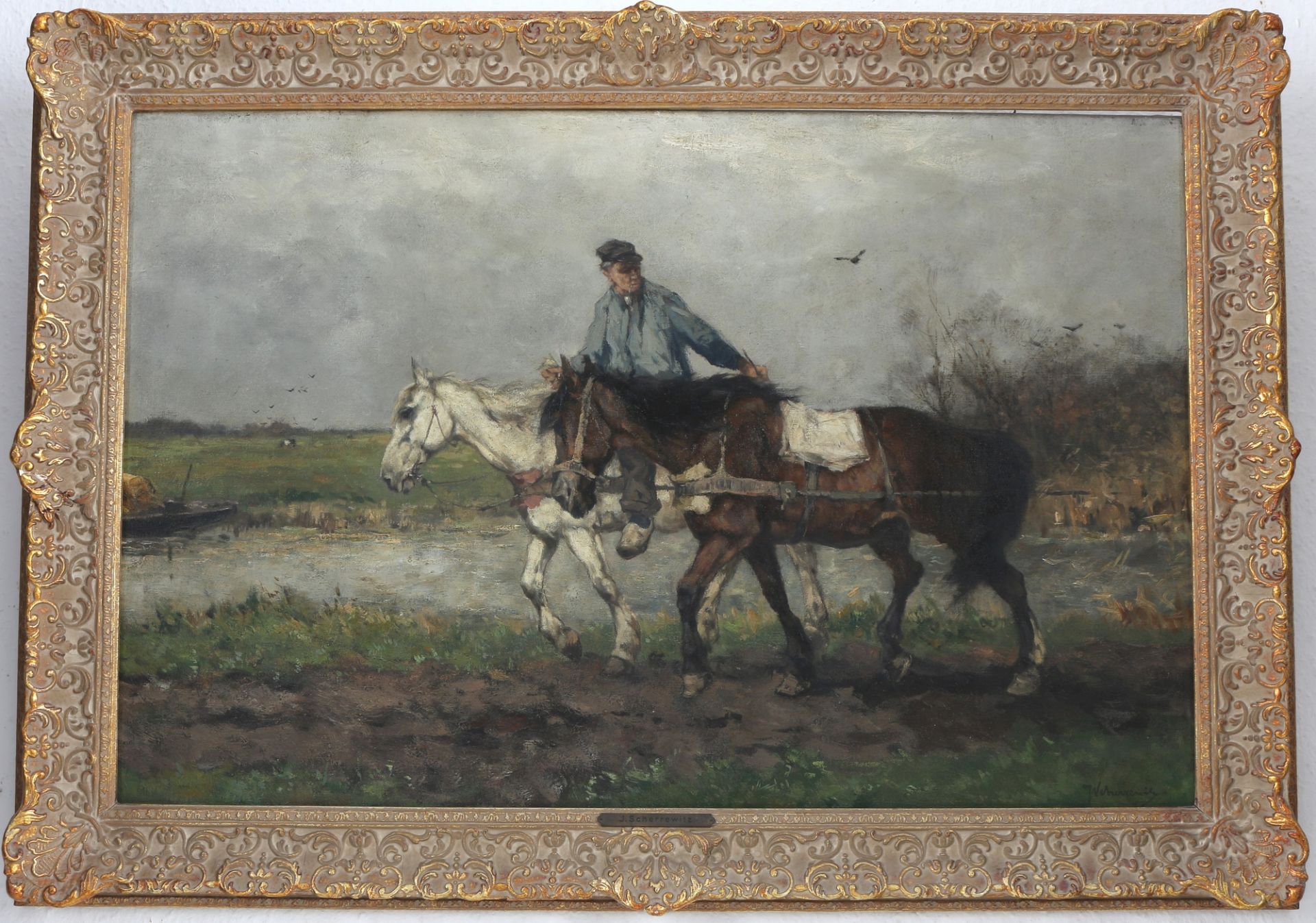 Johan Frederik Cornelius Scherrewitz (1868-1951) heimkehrender Farmer, peasant retouring home, - Image 2 of 4
