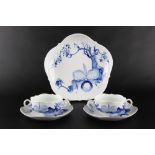 Meissen Orchidee auf Ast 2 Suppentasse und große Schale, soup cups and big bowl,