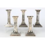 925 Silber 5 Kerzenständer, England, korinthische Säulen, sterling silver candlesticks,