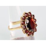 333 Gold Granatring, gold ring,