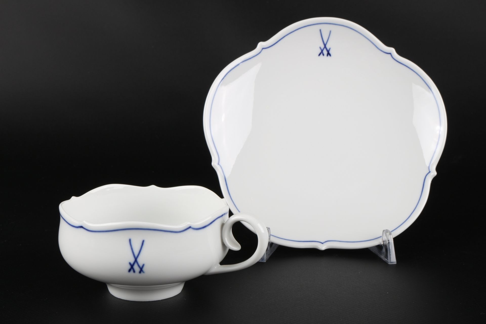 Meissen Blauer Faden & gekreuzte Schwerter Tee Set, tea set, - Image 3 of 4
