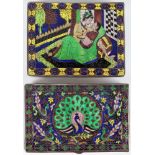 Indien 2 Silber Deckeldosen emailliert, indian silver enamel boxes,