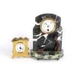 2 Kleinuhren, mantel and carriage clock,