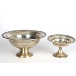 England 925 Silber 2 Prunkschalen, Jugendstil, sterling silver cutwork bowls art nouveau,
