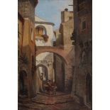 Giuseppe II Canella (1837-1913) Dorfstraße in Südfrankreich, village road in southern France,