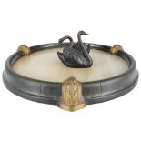 Otto Poertzel (1876-1963) Bronze Schwanen Schale, bronze marble swan tray,
