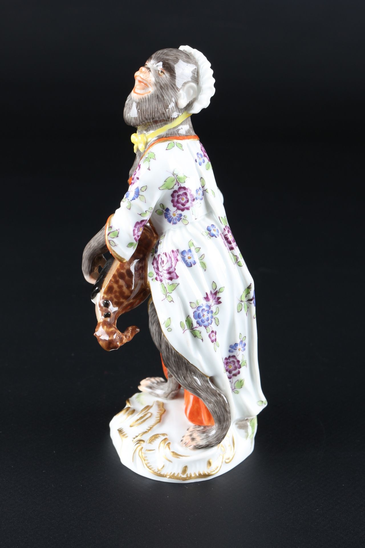 Meissen Affenkapelle Drehleierspielerin, hurdy gurdy player monkey chapel, - Image 2 of 5