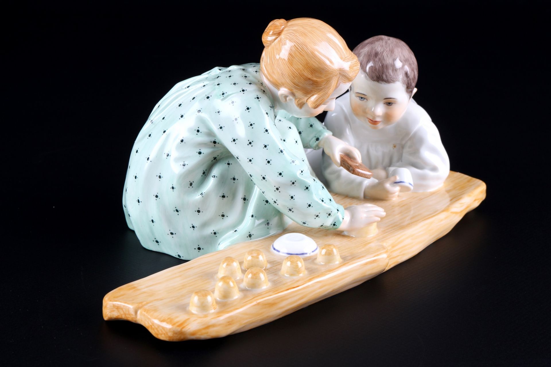 Meissen Hentschelkind Zwei Kinder mit Sandformen 1.Wahl, children with sand molds, - Image 4 of 5