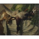 Ernst Bosch (1834-1917) Jagdstillleben mit Hase und Ente, hunters still life,